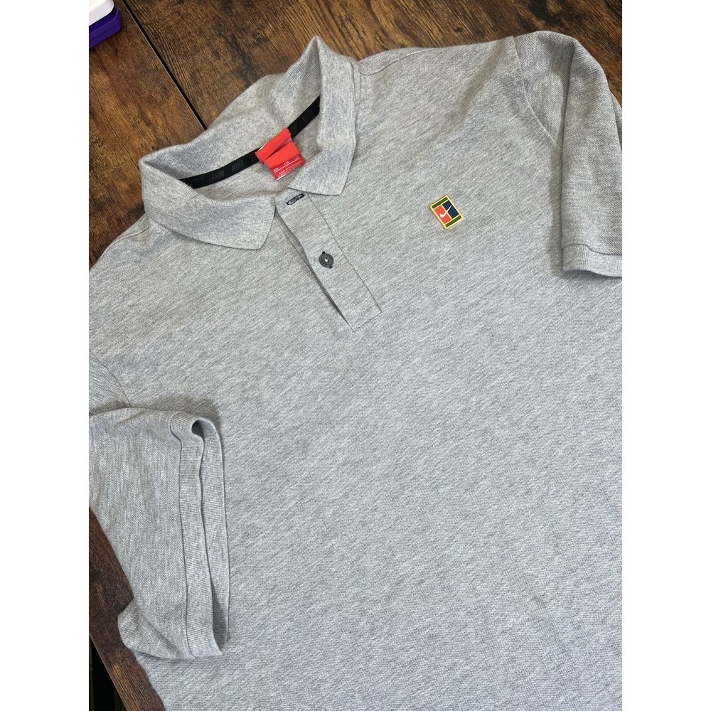 Vintage Nike Court Polo Collared Shirt Men's XXL Gray 90s Tennis Logo Boxy Fit